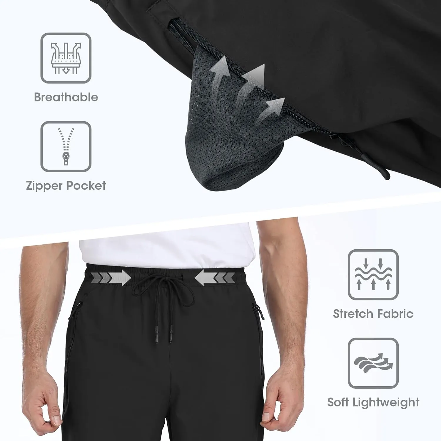 Men's Lightweight Hiking Pants Quick Dry Athletic Jogger Sweatpants