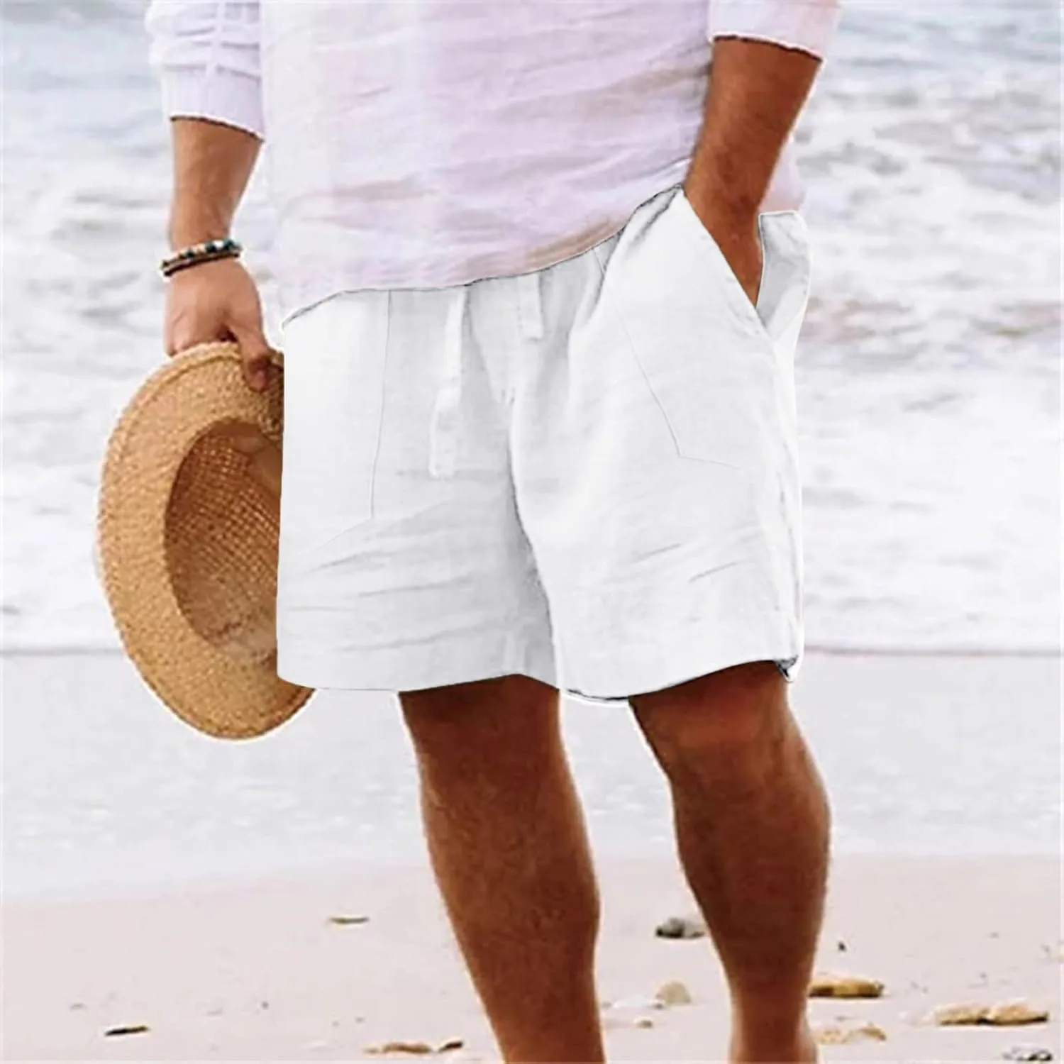 Mens Lightweight Shorts Mens Fashion Shorts Drawstring Casual Shorts Elastic Waistband Shorts Loose Fit Shorts