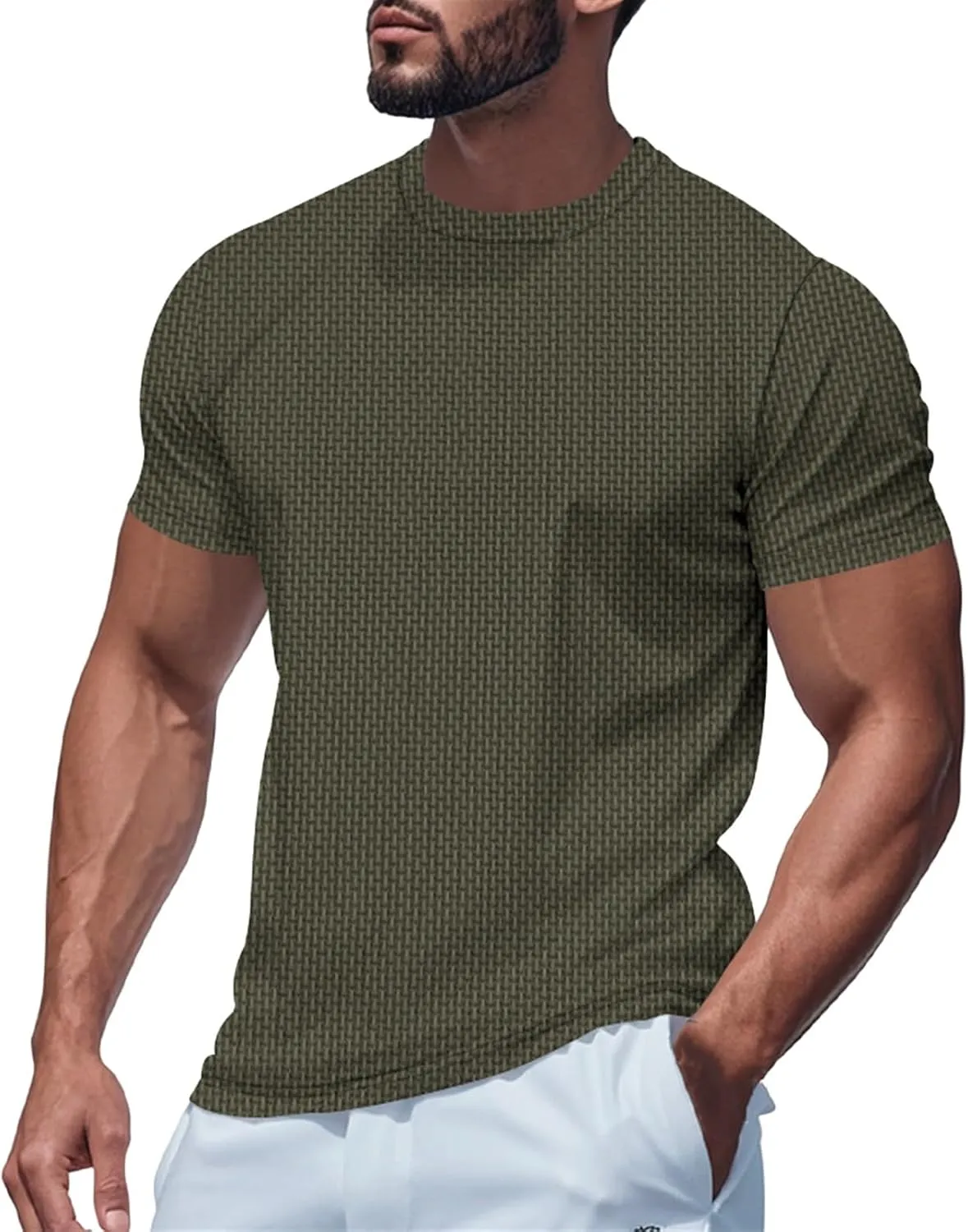 Men's Pique Ice Silk T Shirt Solid Color Quick Dry Crew Neck Shirt Short Sleeve Breathable Running Hiking Summer Sports Top