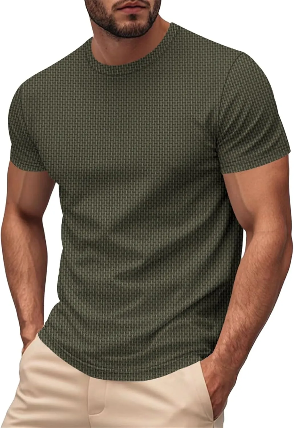 Men's Pique Ice Silk T Shirt Solid Color Quick Dry Crew Neck Shirt Short Sleeve Breathable Running Hiking Summer Sports Top