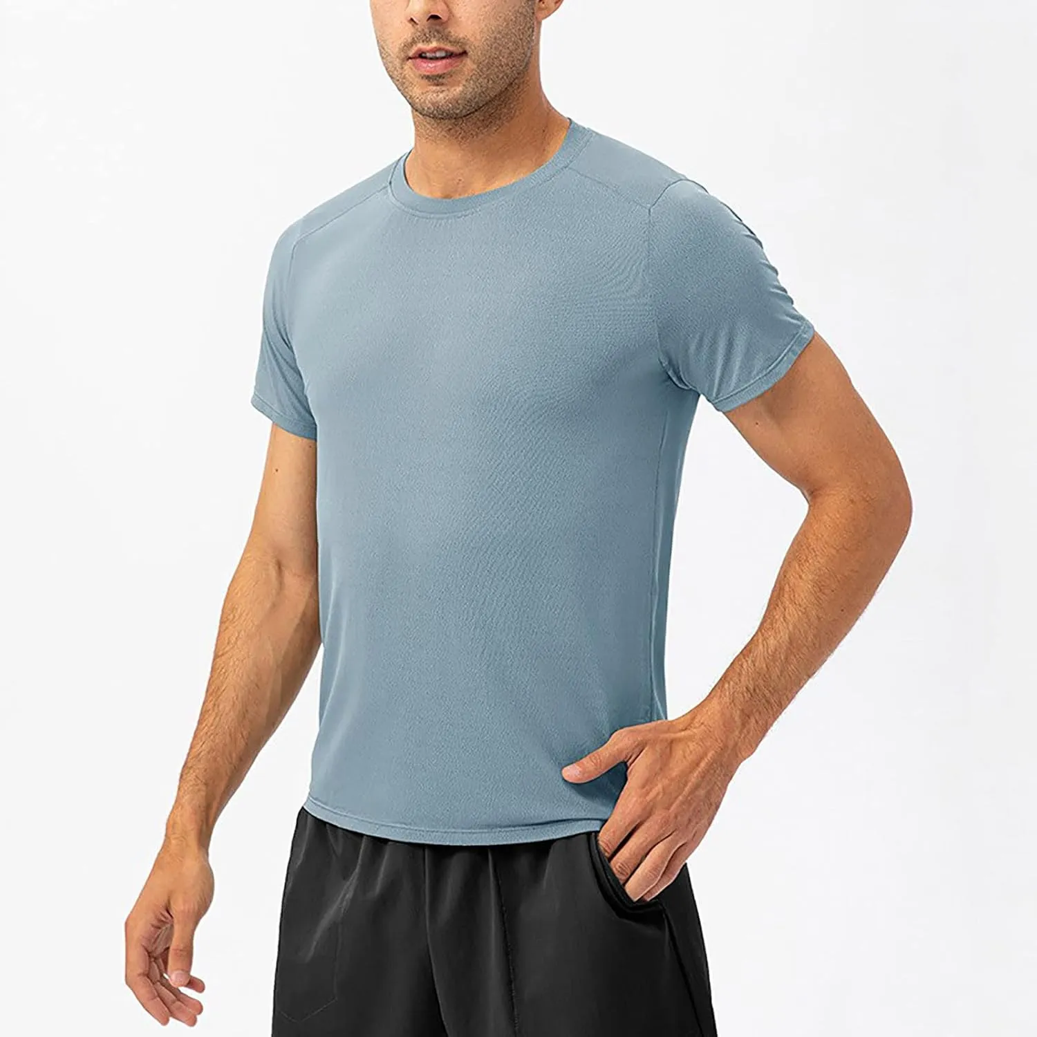Men's Quick Dry Workout Gym Short Sleeve T Shirt Moisture Wicking Active Athletic Performance Running Tees Shirts