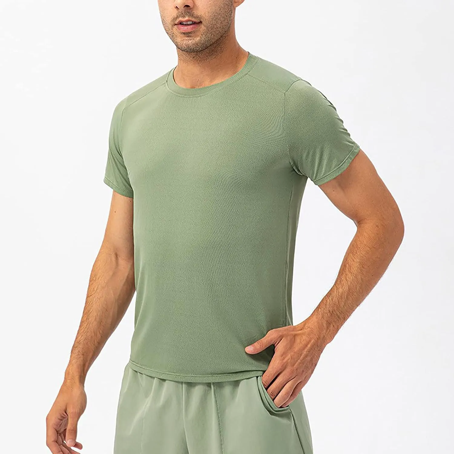 Men's Quick Dry Workout Gym Short Sleeve T Shirt Moisture Wicking Active Athletic Performance Running Tees Shirts