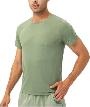 Men's Quick Dry Workout Gym Short Sleeve T Shirt Moisture Wicking Active Athletic Performance Running Tees Shirts