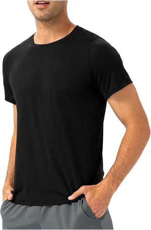 Men's Quick Dry Workout Gym Short Sleeve T Shirt Moisture Wicking Active Athletic Performance Running Tees Shirts