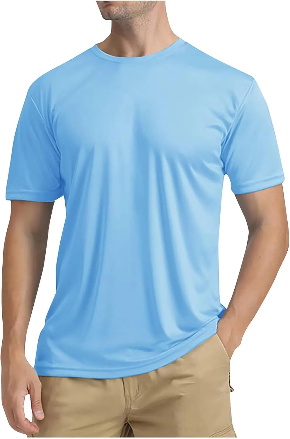 Mens Short Sleeve UV Swim Shirt UPF 50  Rash Guard Sun Shirt Lightweight Loose Fit Quick Dry Athletic Running T-Shirt