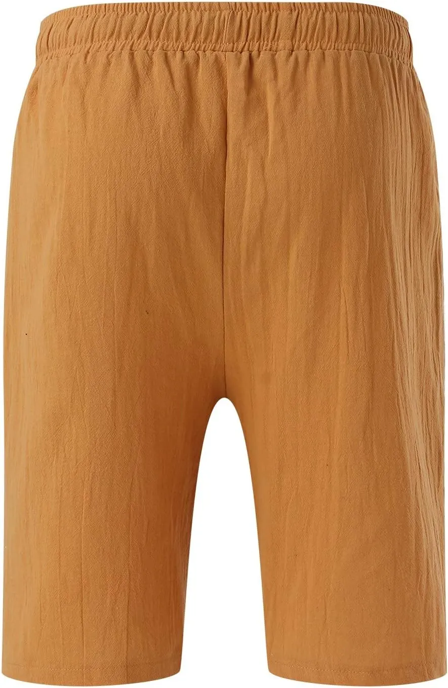 Men's Shorts Casual Men's Sports Shorts Beach Shorts Casual Cotton Linen Shorts Chino Shorts Men Khaki Men Black