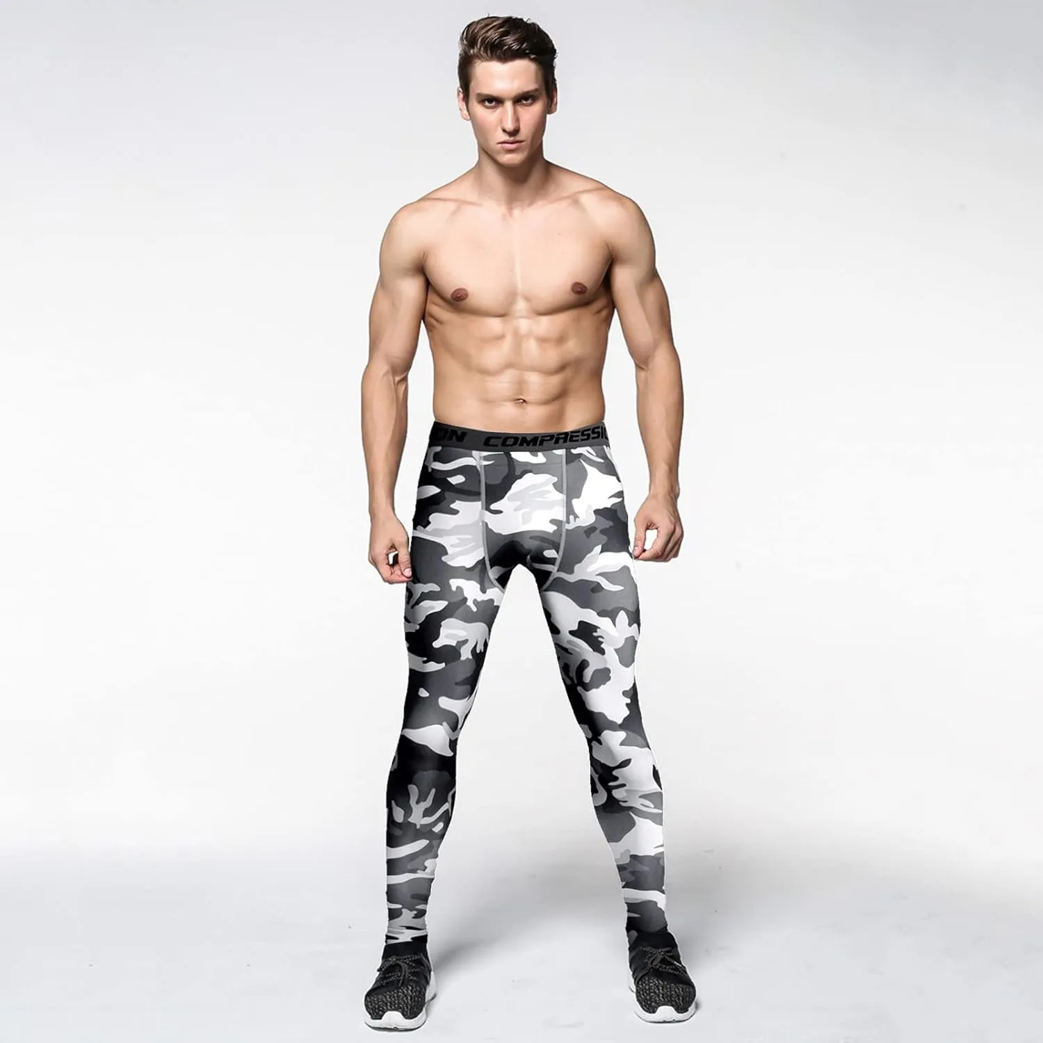 Men's Sports Compression Pants Tights Baselayer Workout Cool Dry Long Running Leggings Breathable Sports Tights Pants