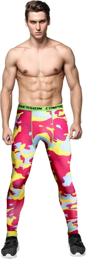 Men's Sports Compression Pants Tights Baselayer Workout Cool Dry Long Running Leggings Breathable Sports Tights Pants