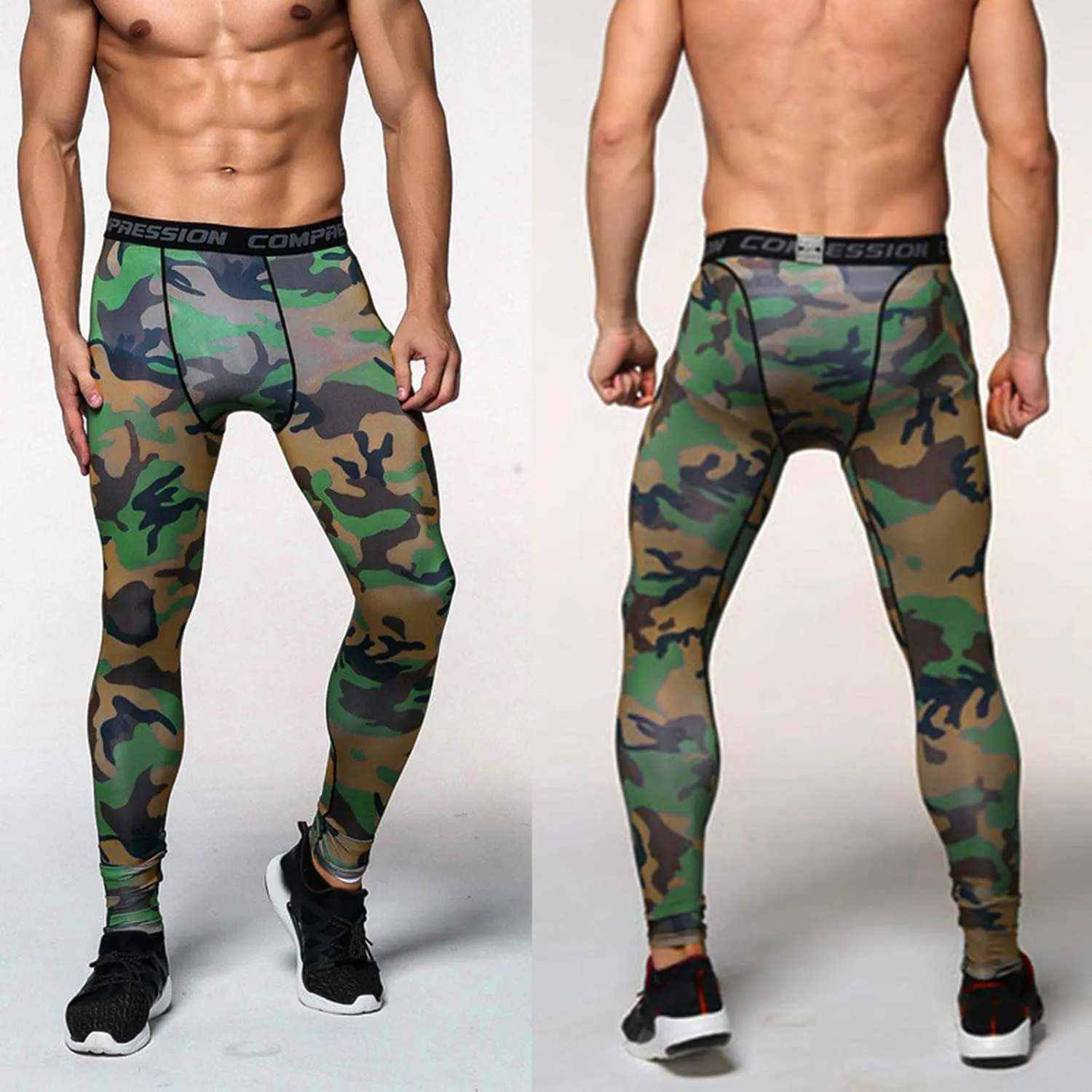 Men's Sports Compression Pants Tights Baselayer Workout Cool Dry Long Running Leggings Breathable Sports Tights Pants
