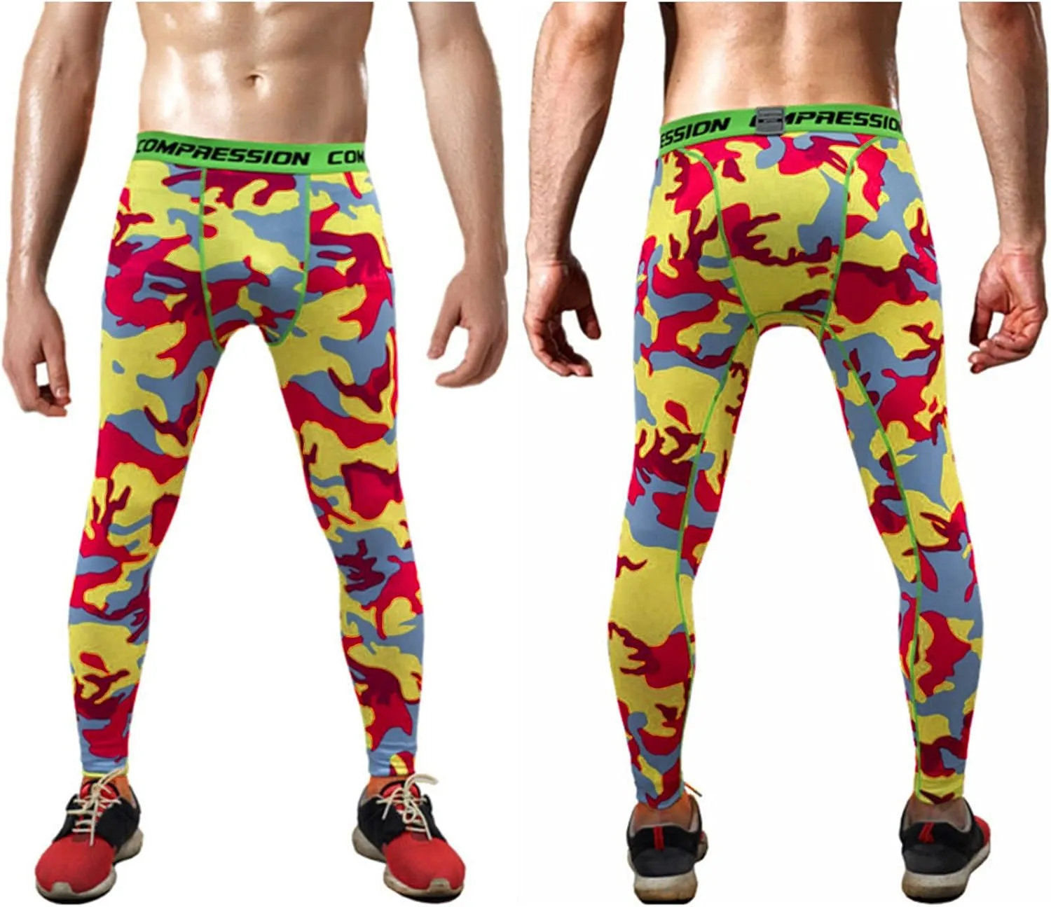 Men's Sports Compression Pants Tights Baselayer Workout Cool Dry Long Running Leggings Breathable Sports Tights Pants