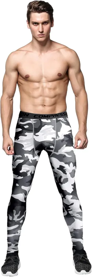Men's Sports Compression Pants Tights Baselayer Workout Cool Dry Long Running Leggings Breathable Sports Tights Pants