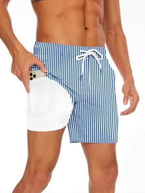 Men's Swim Trunk with Compression Liner Quick Dry Board Shorts