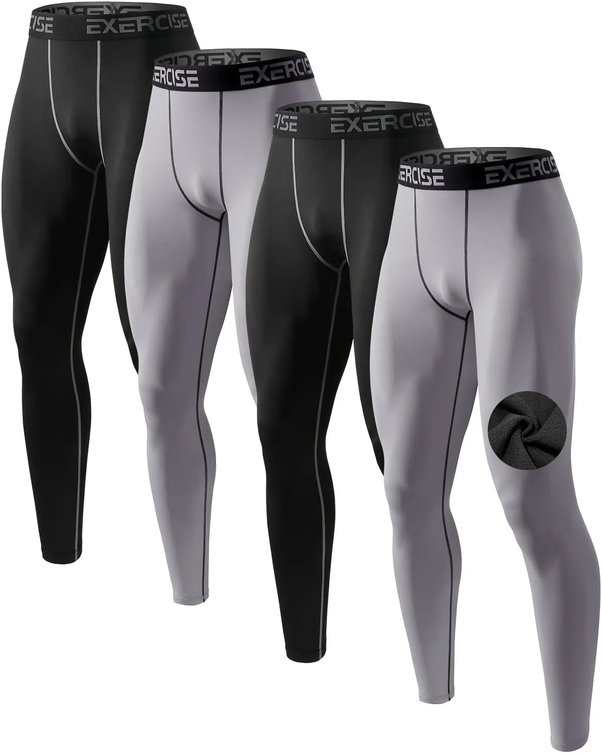 Men’s Thermal Compression Fleece Lined Pants Athletic Leggings Baselayer Cold Weather Workout Sports Running Tights