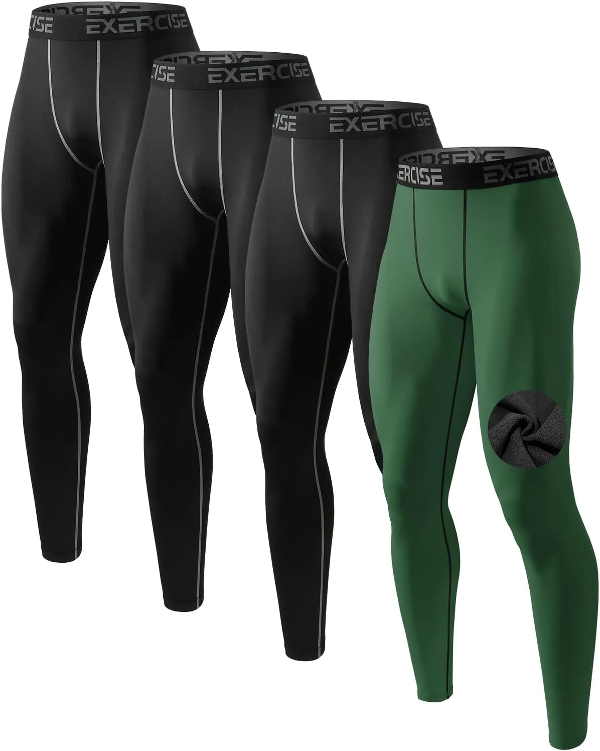 Men’s Thermal Compression Fleece Lined Pants Athletic Leggings Baselayer Cold Weather Workout Sports Running Tights