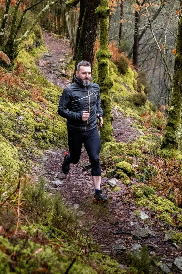 MEN'S TRAIL RUNNING LONG-SLEEVED WINDPROOF JACKET- GRAPH GREY/BLACK