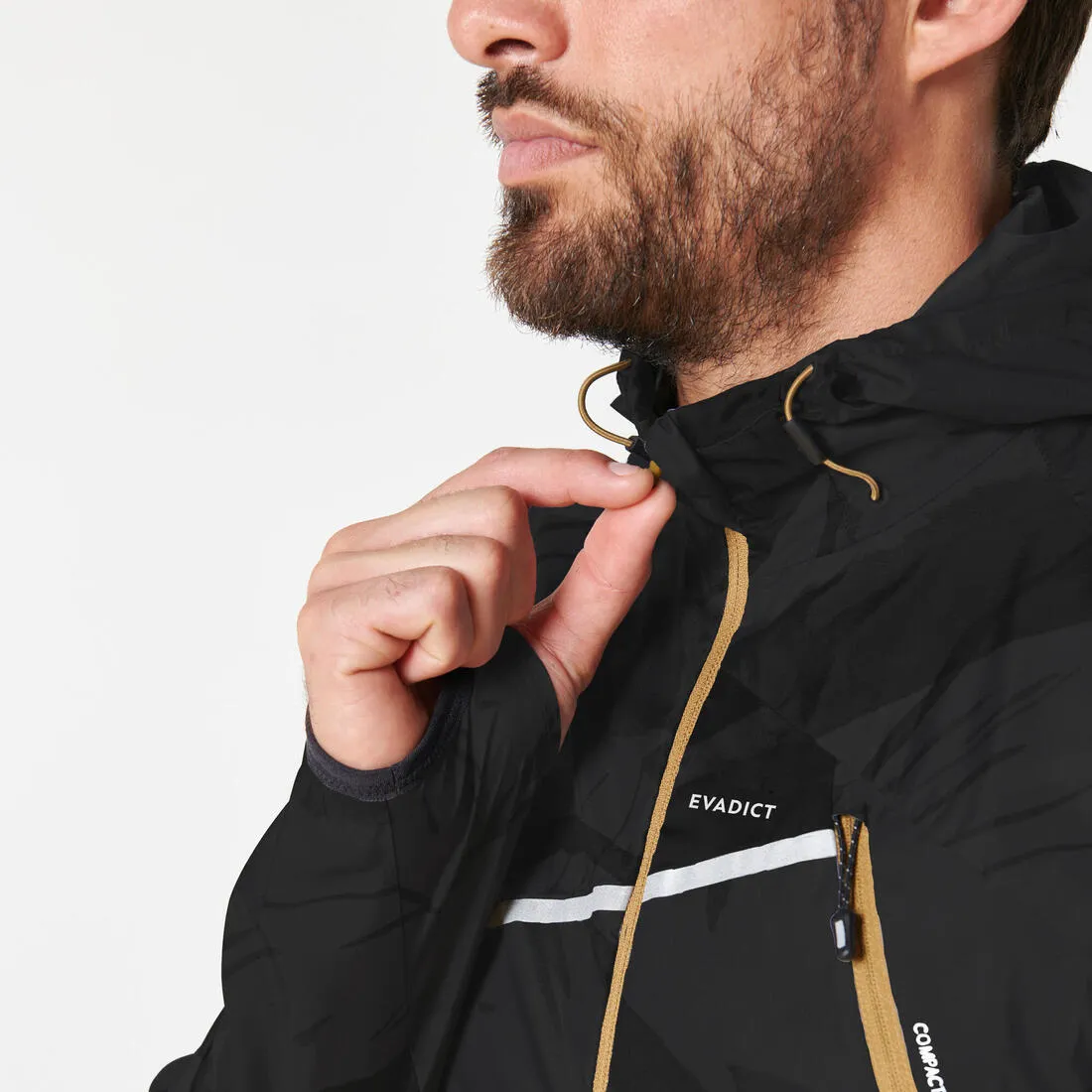 MEN'S TRAIL RUNNING LONG-SLEEVED WINDPROOF JACKET- GRAPH GREY/BLACK