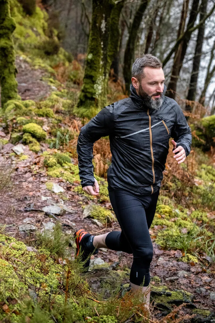 MEN'S TRAIL RUNNING LONG-SLEEVED WINDPROOF JACKET- GRAPH GREY/BLACK
