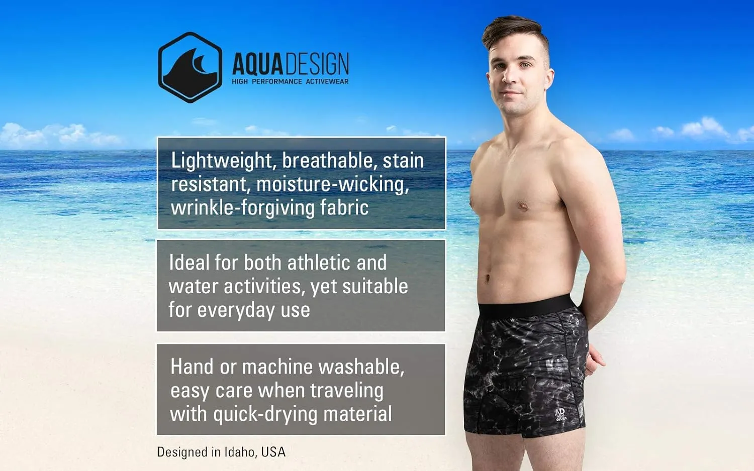 Mens Underwear Boxer Briefs Breathable Quick Dry Travel Shorts