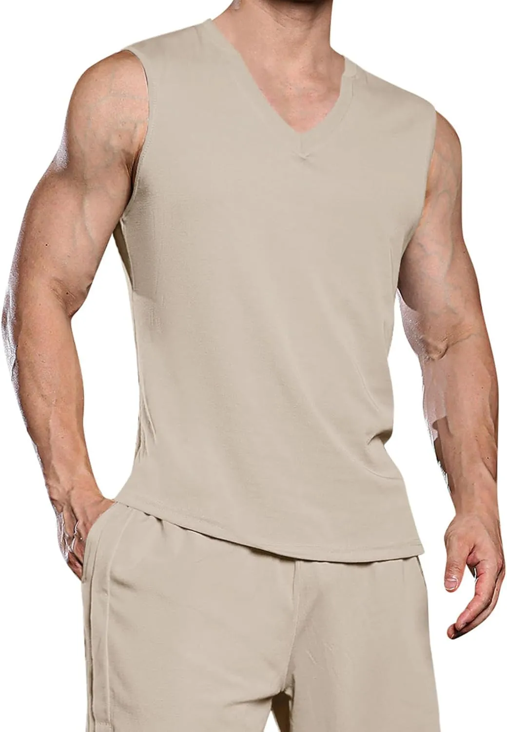 Men's Workout Sleeveless Tank Tops UPF 50  Swim Fishing Shirts Quick Dry Running UV Protection Muscle Hippie Tops