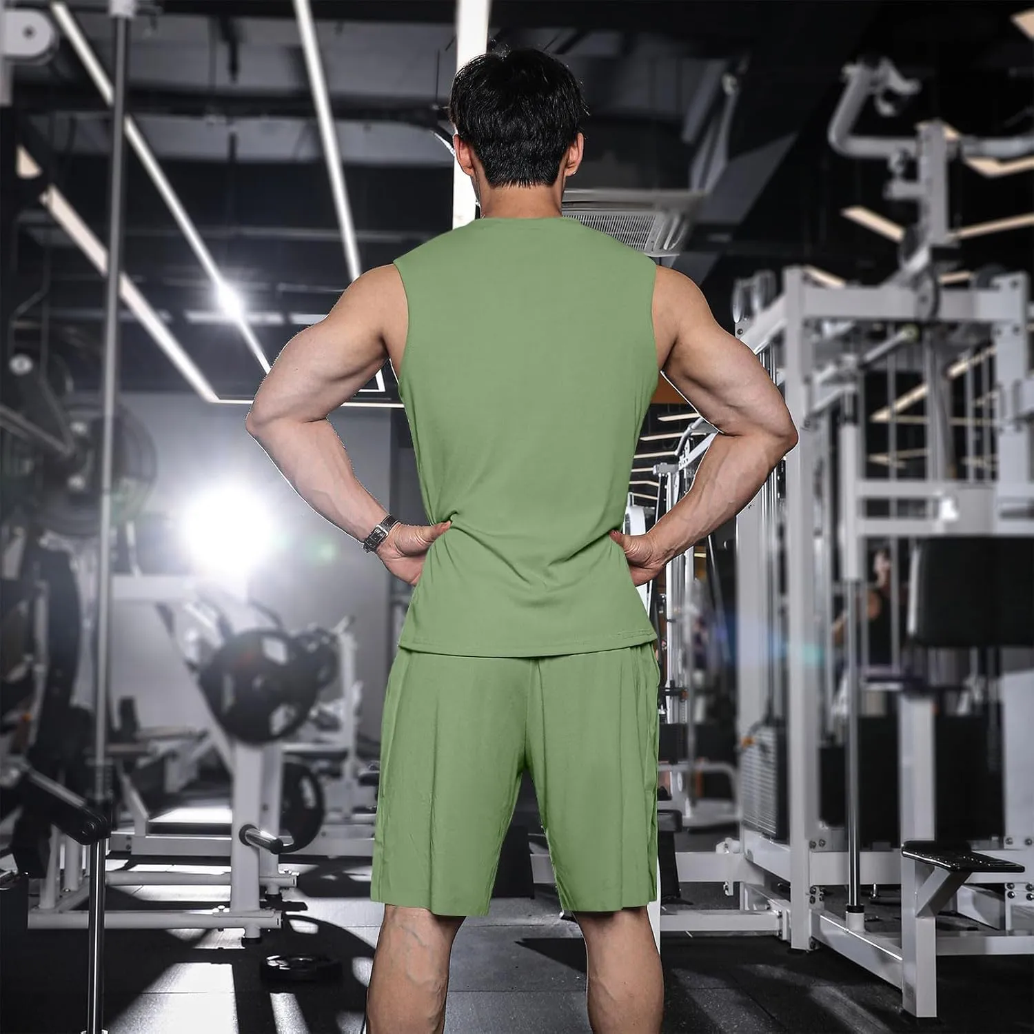 Men's Workout Sleeveless Tank Tops UPF 50  Swim Fishing Shirts Quick Dry Running UV Protection Muscle Hippie Tops