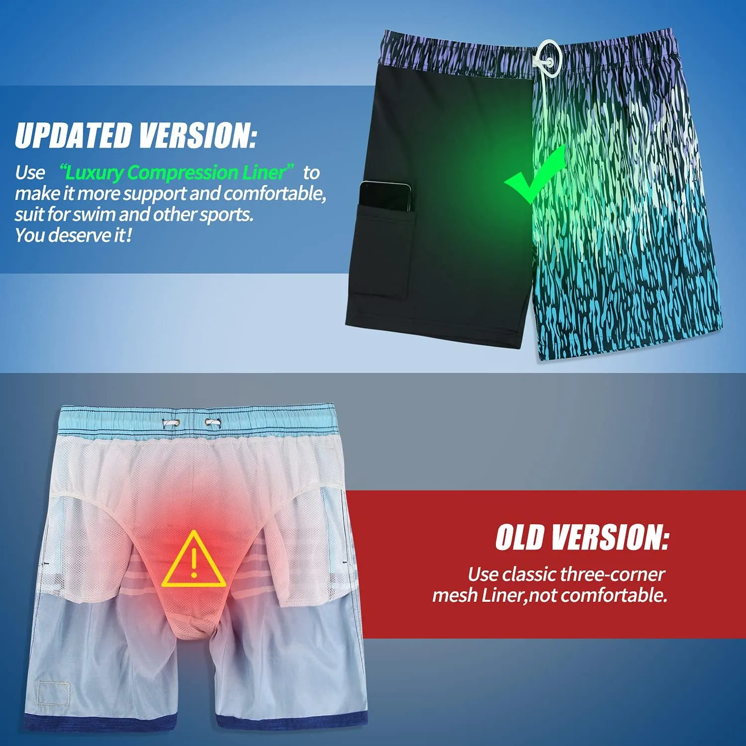 MILANKERR 5.5" Mens Swim Trunks with Compression Liner Quick Dry