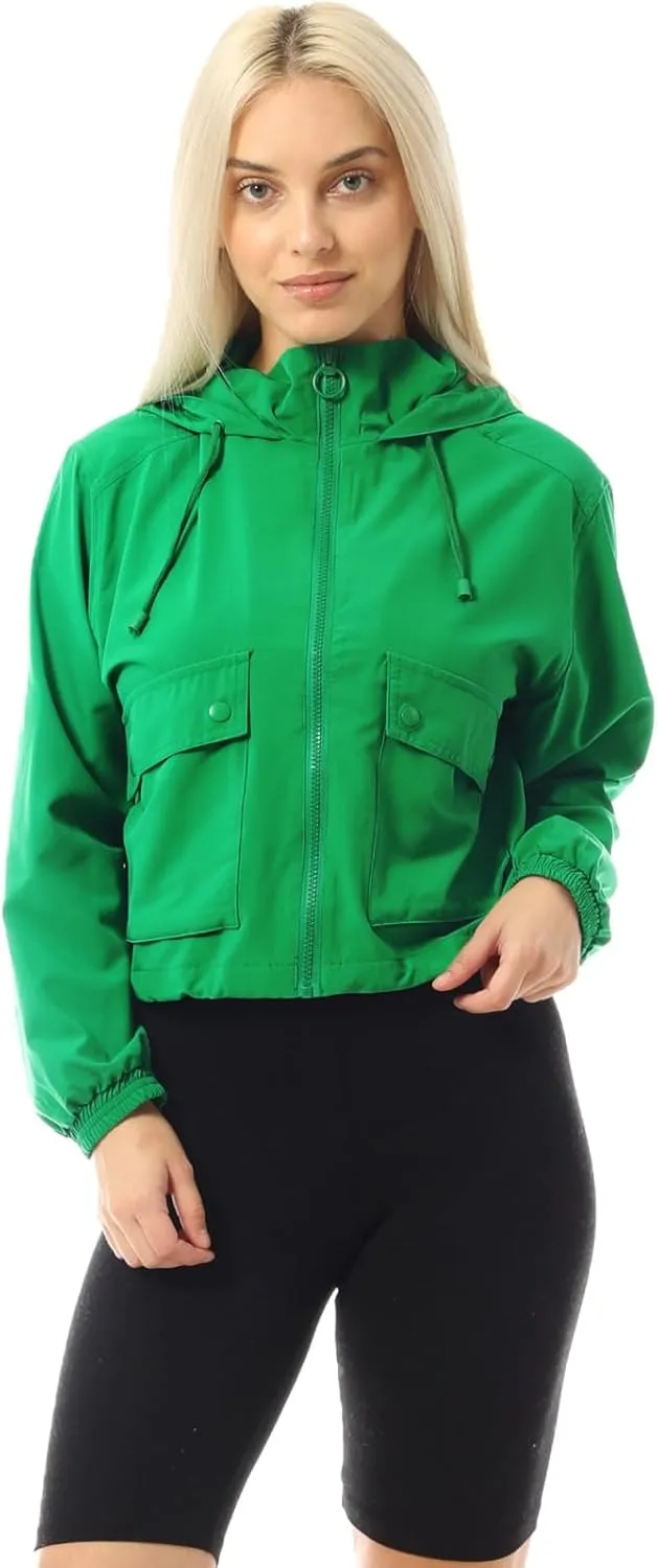 MixMatchy Women's Lightweight Y2K Cropped Jackets Yoga Quick Dry Windbreaker Zipper Jackets Workout Running Hoodie Jackets