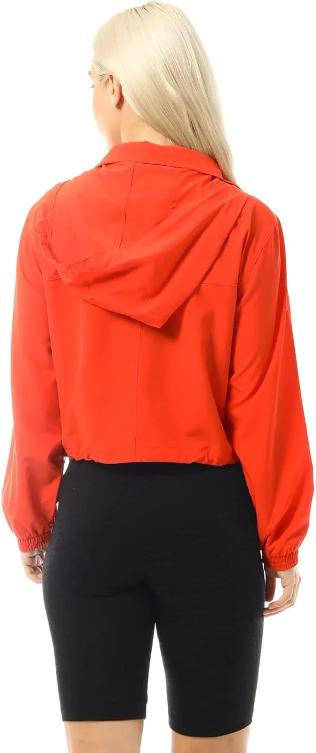 MixMatchy Women's Lightweight Y2K Cropped Jackets Yoga Quick Dry Windbreaker Zipper Jackets Workout Running Hoodie Jackets