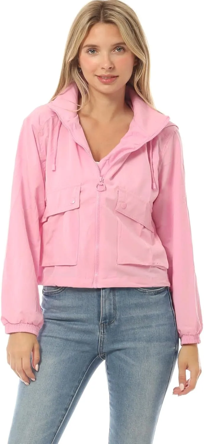 MixMatchy Women's Lightweight Y2K Cropped Jackets Yoga Quick Dry Windbreaker Zipper Jackets Workout Running Hoodie Jackets