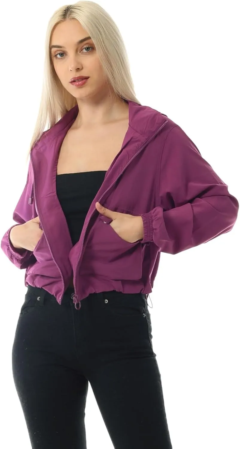 MixMatchy Women's Lightweight Y2K Cropped Jackets Yoga Quick Dry Windbreaker Zipper Jackets Workout Running Hoodie Jackets