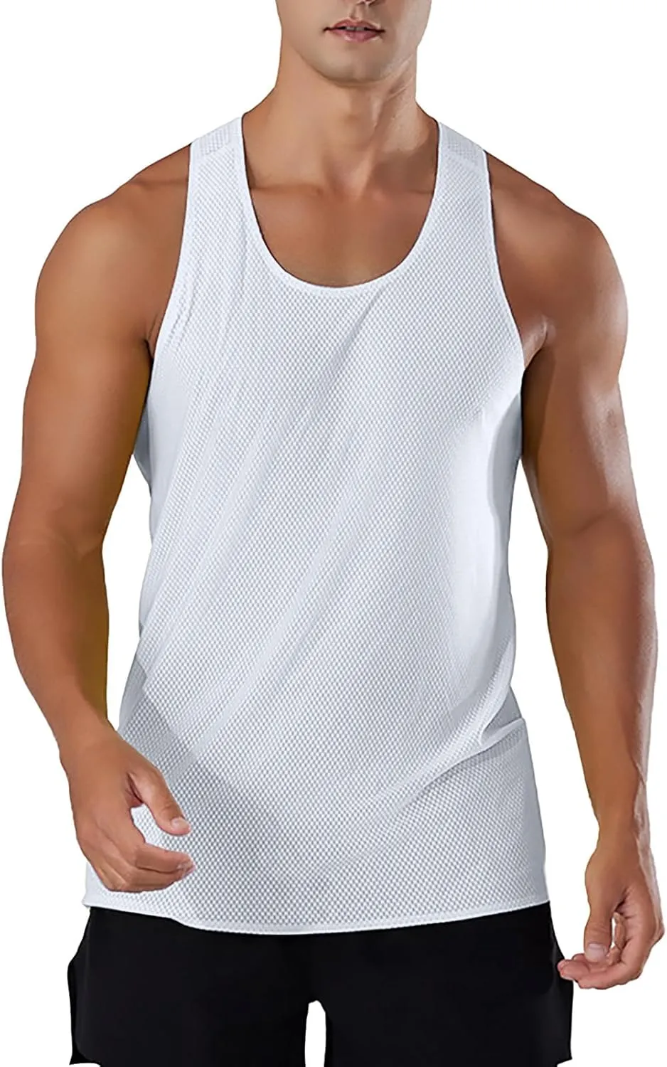 Miyaomn Men's Quick Dry Workout Tank Top Gym Muscle Tee Fitness Bodybuilding Sleeveless T Shirts Athletic Running Sportswear