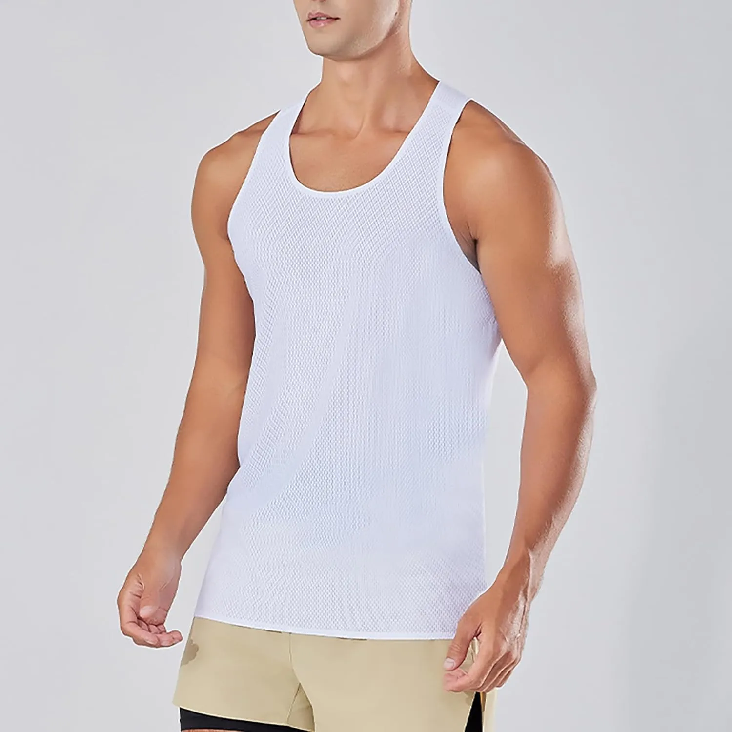 Miyaomn Men's Quick Dry Workout Tank Top Gym Muscle Tee Fitness Bodybuilding Sleeveless T Shirts Athletic Running Sportswear
