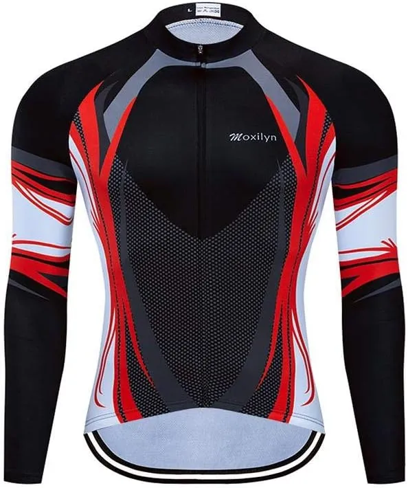 MOXILYN Men Long Sleeve Cycling Jerseys Polyester Bike Clothing Outdoor Cycling Jacket