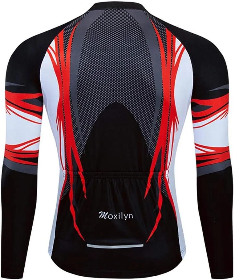 MOXILYN Men Long Sleeve Cycling Jerseys Polyester Bike Clothing Outdoor Cycling Jacket
