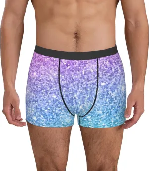 Multicolor Glitter Print Boxer Briefs For Men Breathable Underwear-