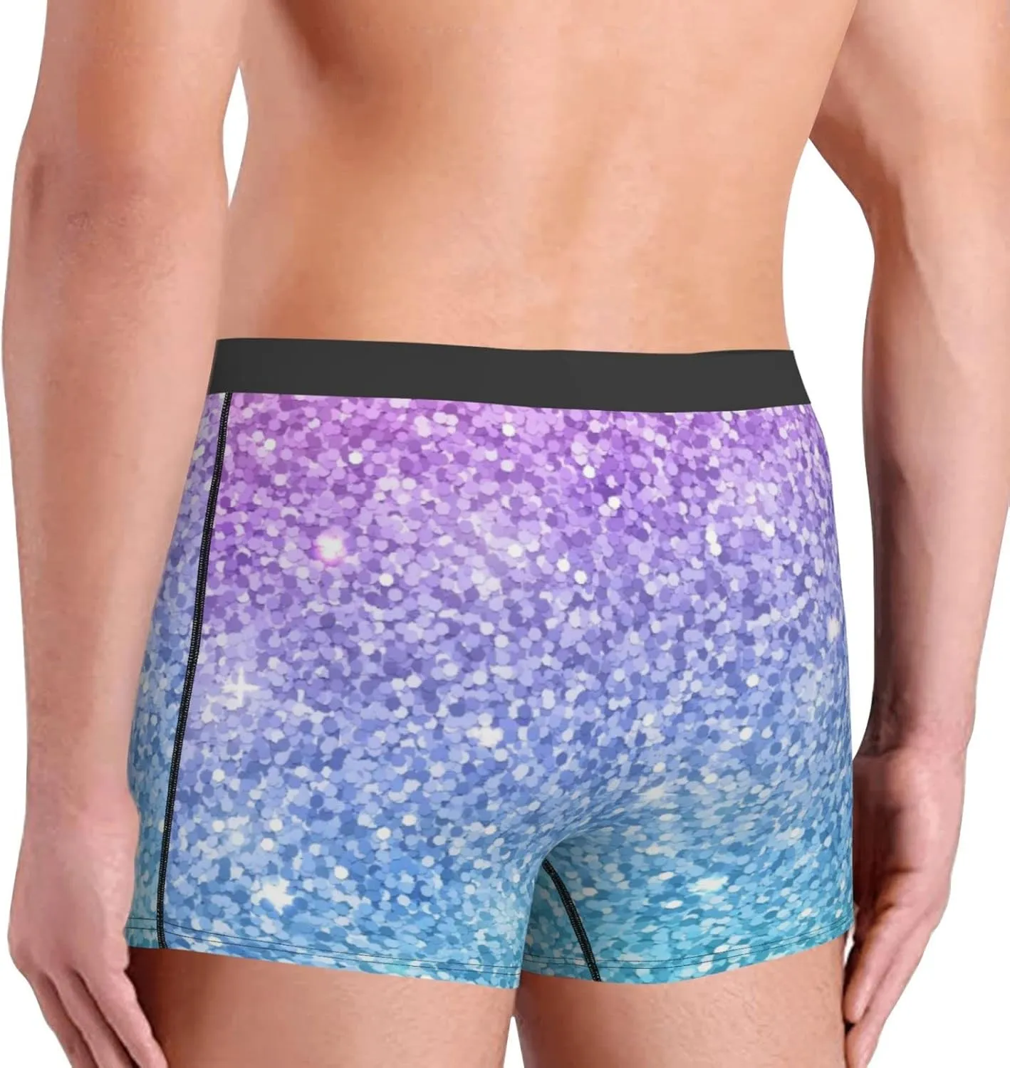 Multicolor Glitter Print Boxer Briefs For Men Breathable Underwear-