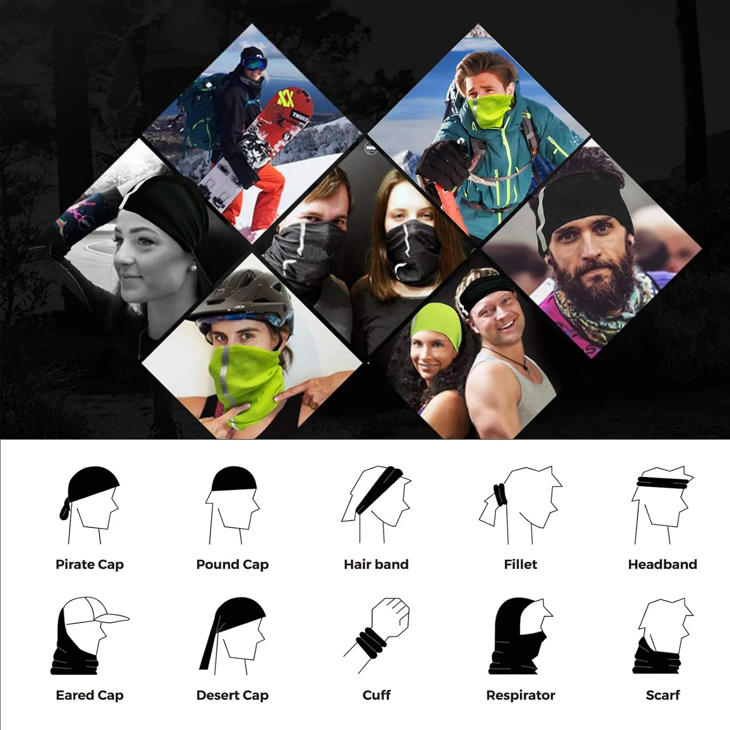 Neck Gaiter Seamless Bandana Balaclava Headbands Face Cover