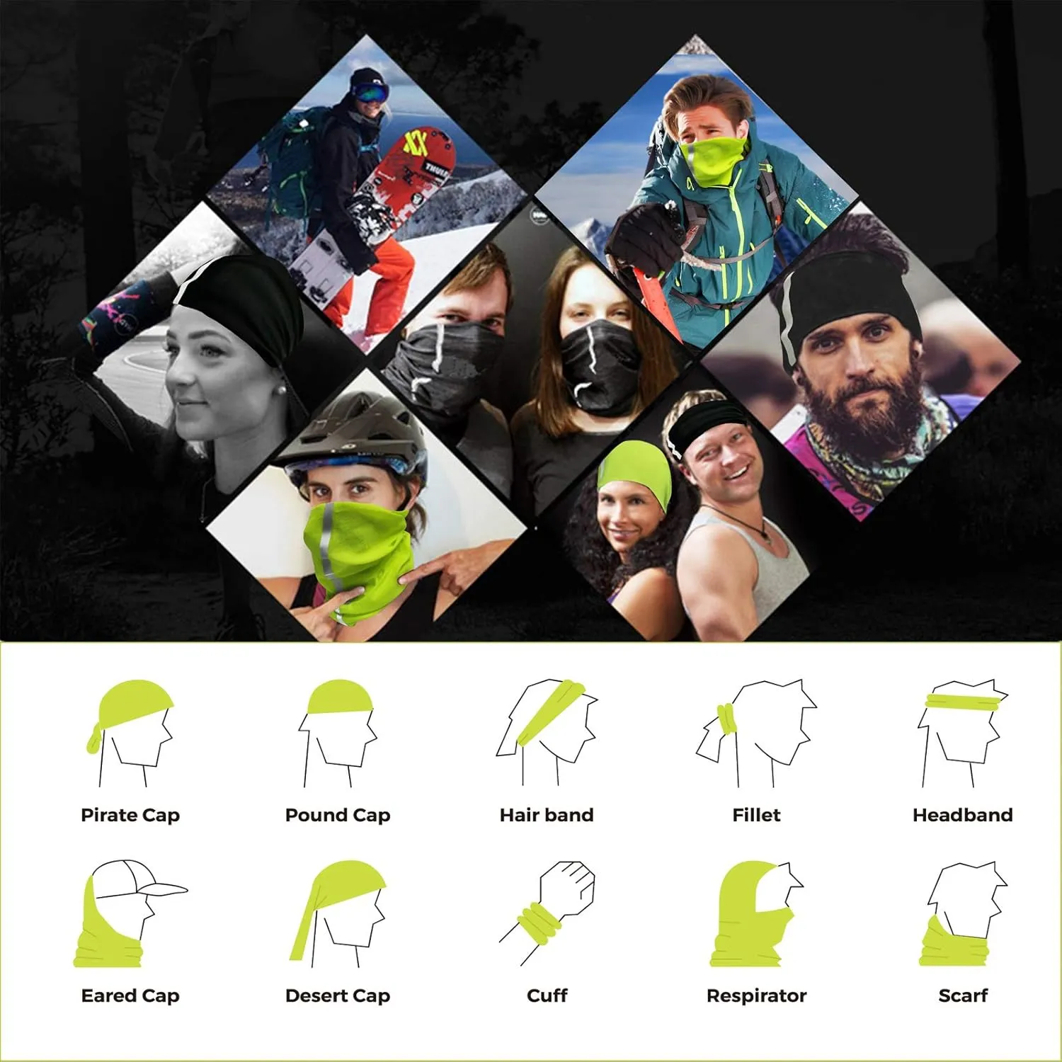 Neck Gaiter Seamless Bandana Balaclava Headbands Face Cover
