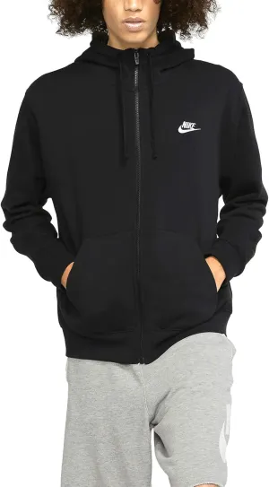 Nike Men's Sportswear Club Fleece Full Zip Hoodie, Fleece Zip-Up Hoodie Men, Black/Black/White, 3XL-T