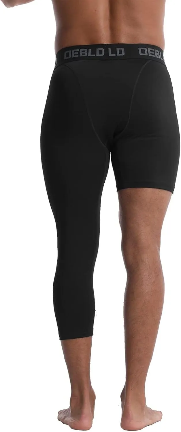 OEBLD Single Leg 3/4 Compression Tights, Unisex Sports Compression Pants, Basketball Leg Sleeves
