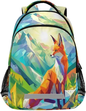 panksolu Abstract Fox Backpacks Lightweight Laptop Backpack School Book Bag Travel Hiking Daypack for boys girl Kids