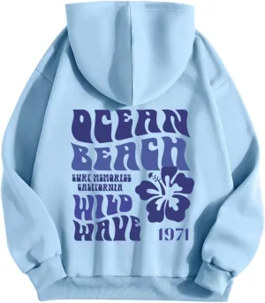 Pink Palm Puff Hoodies Preppy Palm Tree Hoodies Y2k Women Womens Hoodies Zip Up Fleece Women's Fashion Hoodies & Sweatshirts Preppy Clothes for Girls 10-12