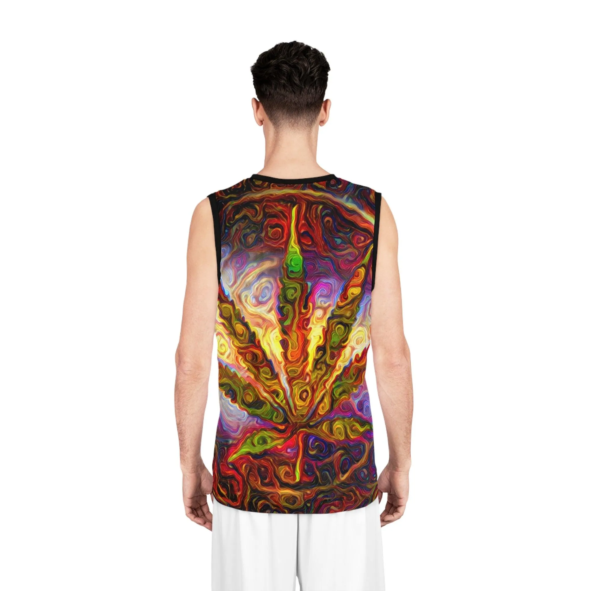 Psychedelic Pot Leaf Basketball Jersey