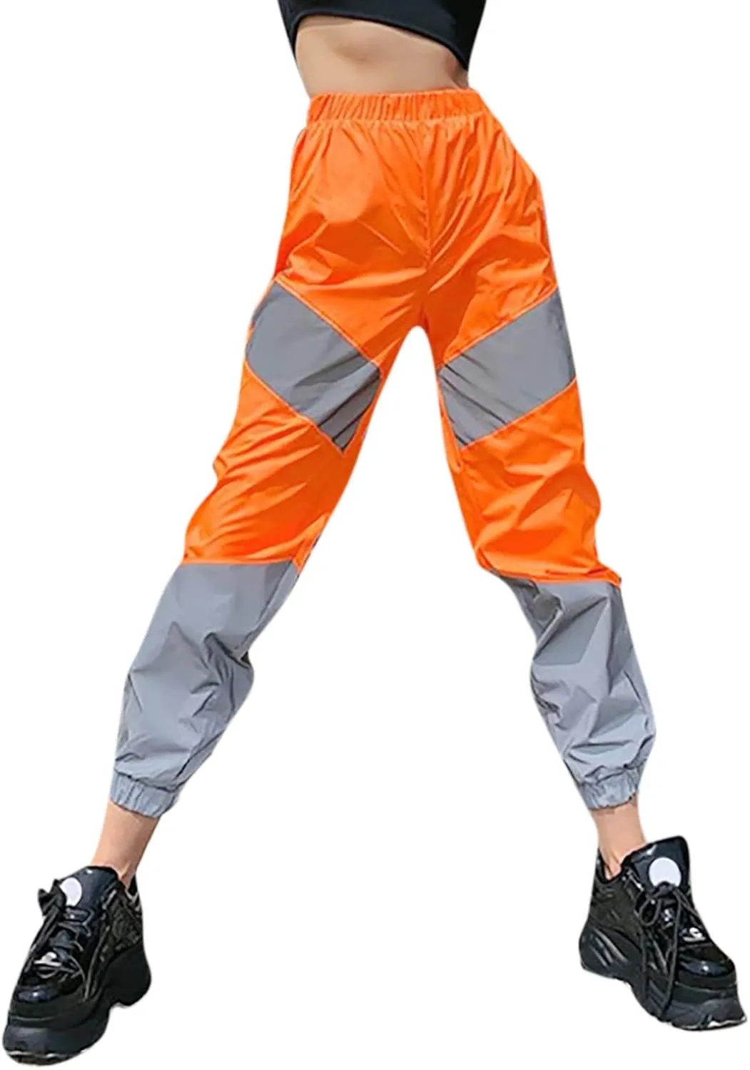 RARITYUS Men Women Rave Reflective Pants Sweatpants Trousers Dance Jogger Pants with Pockets for Casual Sport Party Festival
