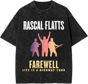 Rascal Music Flatts Vintage Oversized T Shirt Cotton Summer Crew Neck Short Sleeves Shirts Unisex