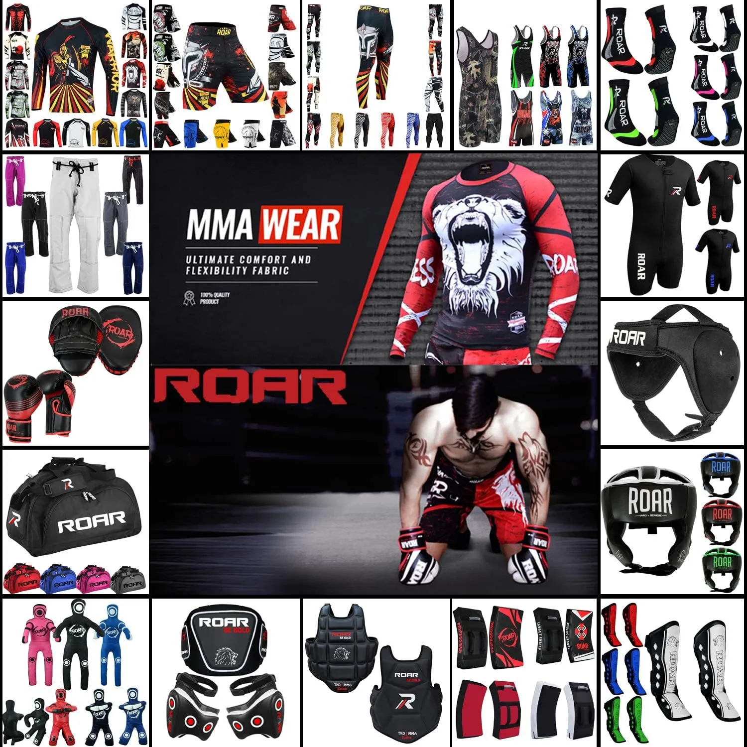 ROAR-INT Compression Pants Men MMA Leggings No-Gi Grappling Spats BJJ Pants Compression Tights Jiu Jitsu Spats