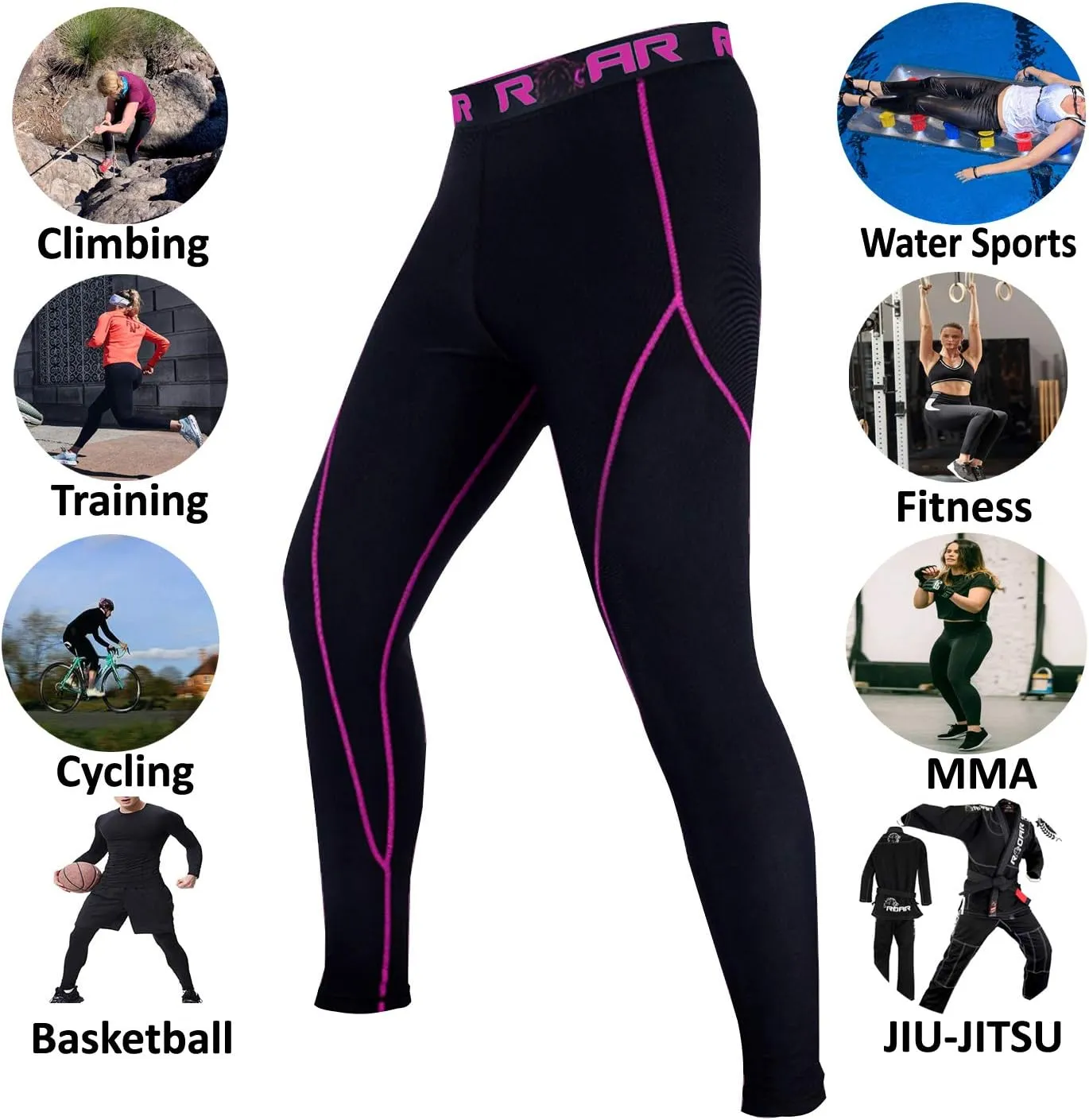 ROAR-INT Compression Pants Men MMA Leggings No-Gi Grappling Spats BJJ Pants Compression Tights Jiu Jitsu Spats