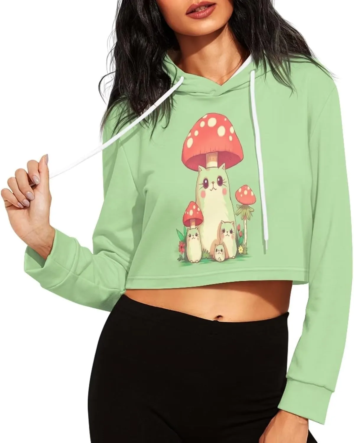Round Neck Long Sleeve Sweatshirt Crop Tops for Women Girls