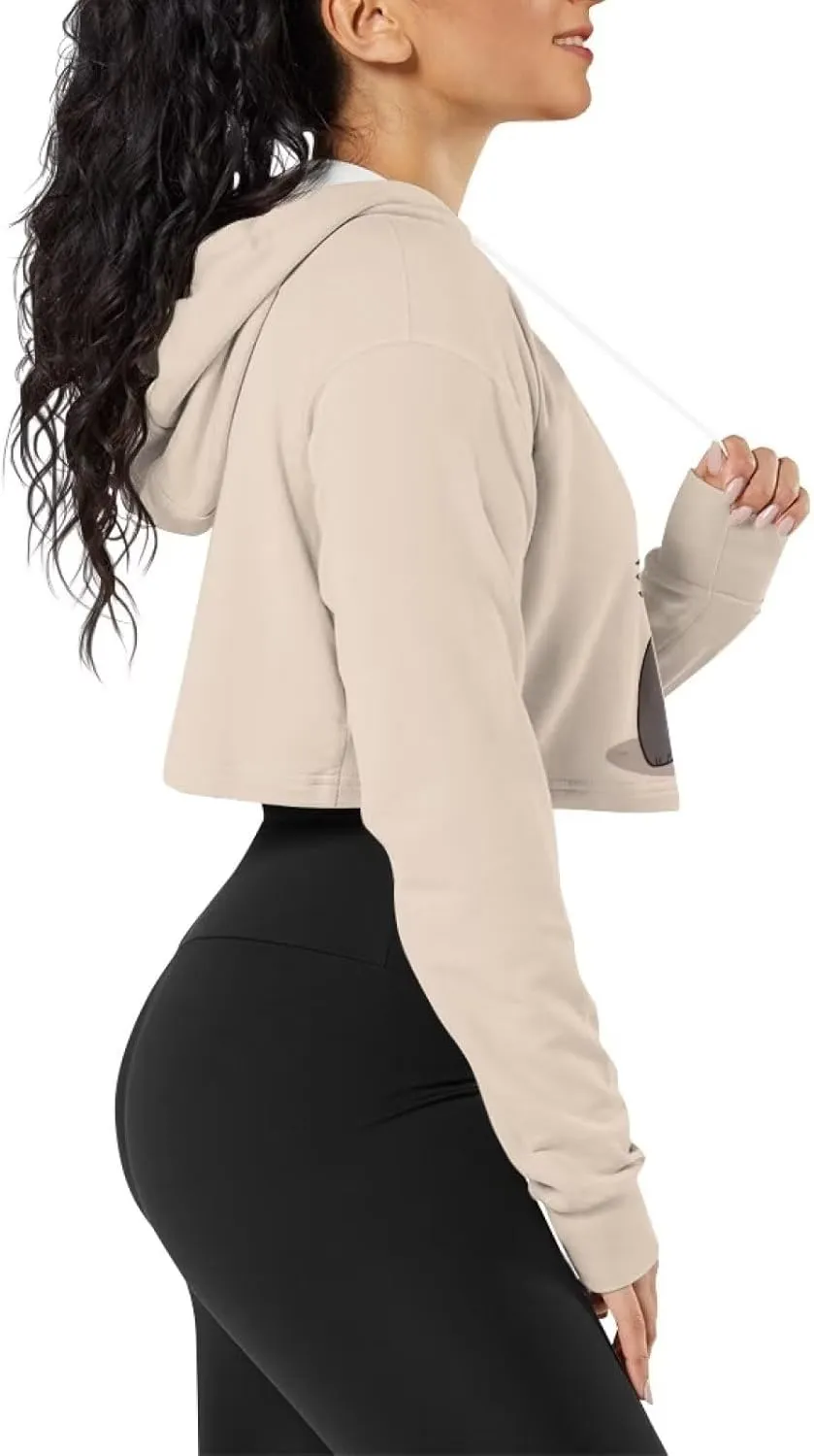 Round Neck Long Sleeve Sweatshirt Crop Tops for Women Girls