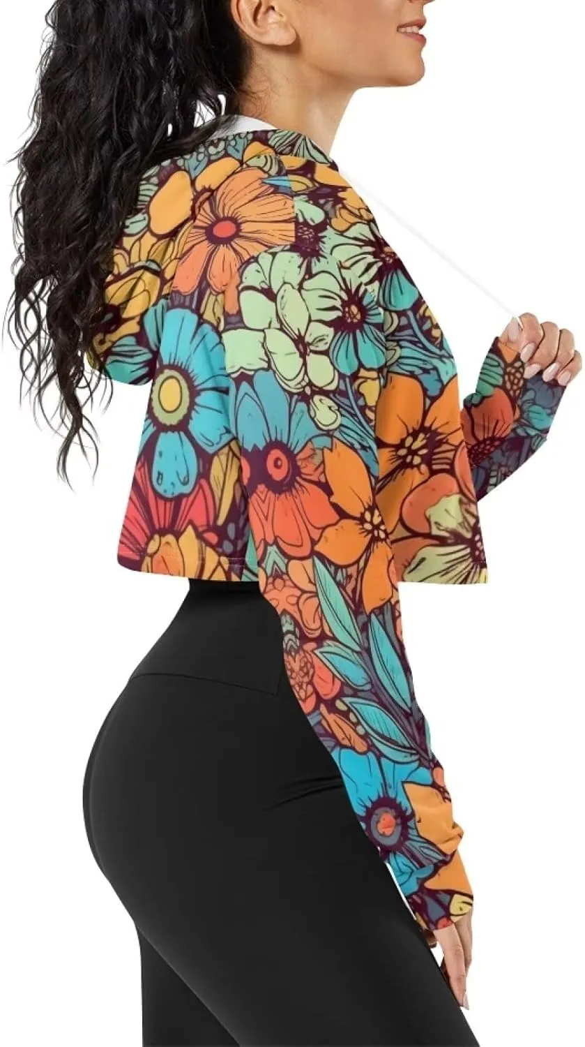 Round Neck Long Sleeve Sweatshirt Crop Tops for Women Girls