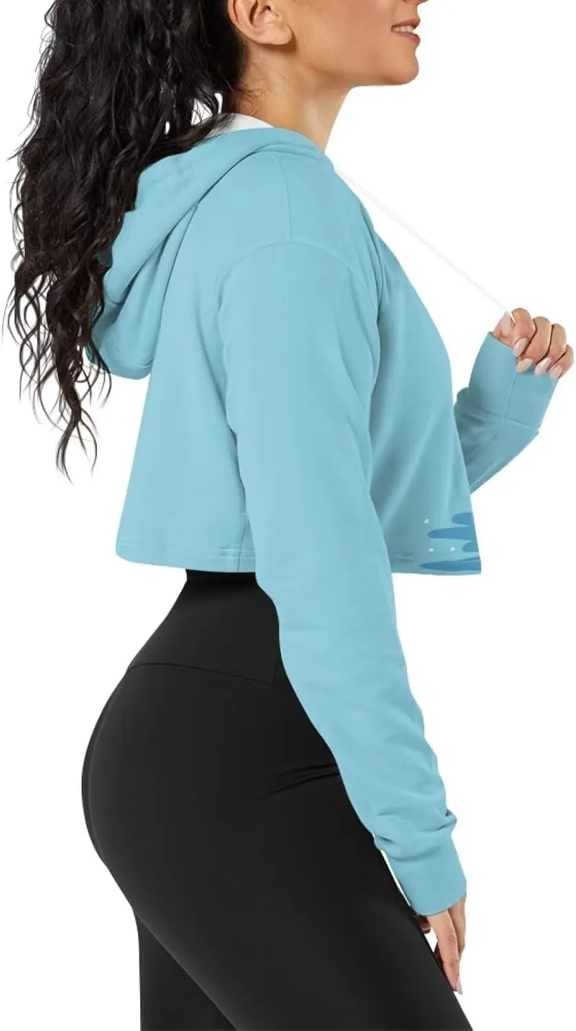Round Neck Long Sleeve Sweatshirt Crop Tops for Women Girls